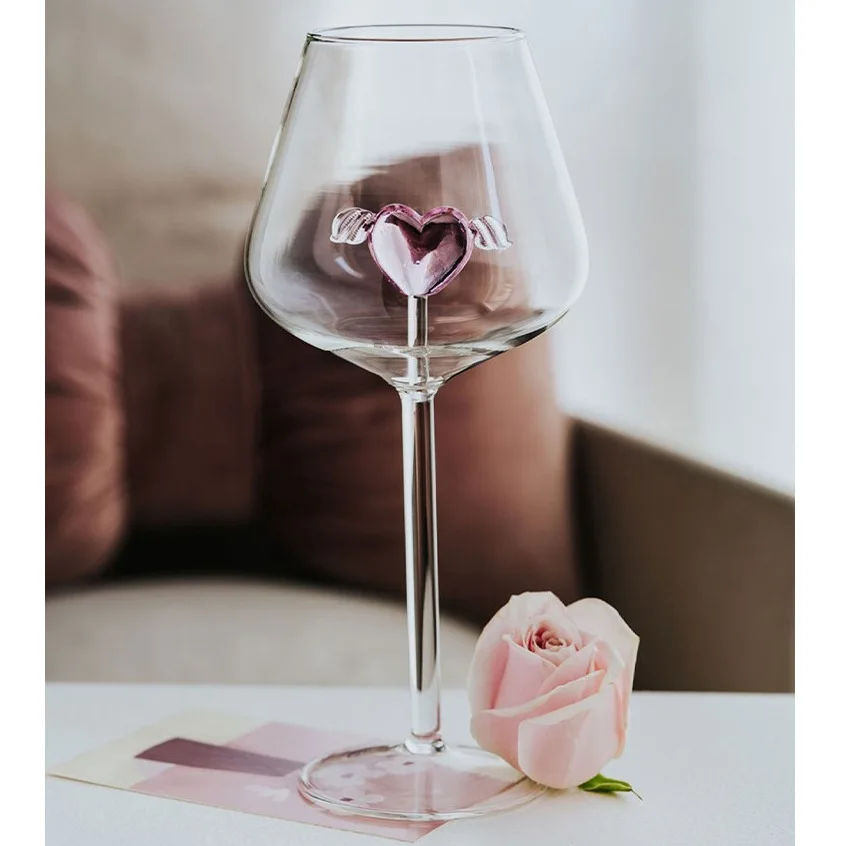 Wine Bottle Size - Gelas anggur merah muda berlian 3D