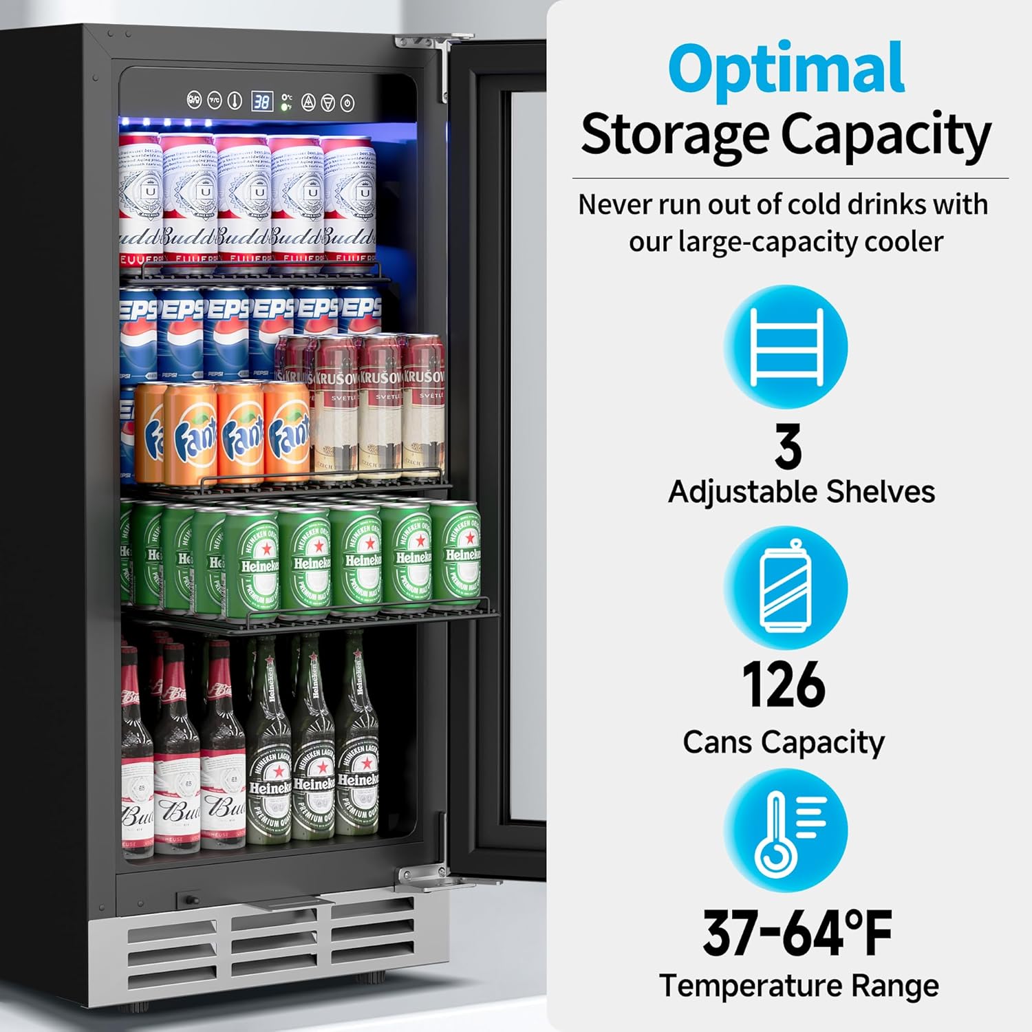 Wine Beer Fridge Under Counter - Kulkas Minuman Bawah Meja 15 Inci,